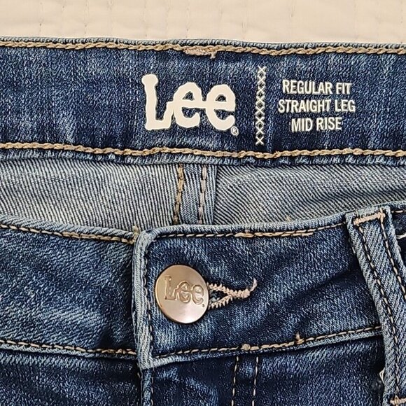 Lee Jeans Women's 12M (W32 L29) Blue Stretch Denim Straight Regular Fit EUC LN - Picture 12 of 16